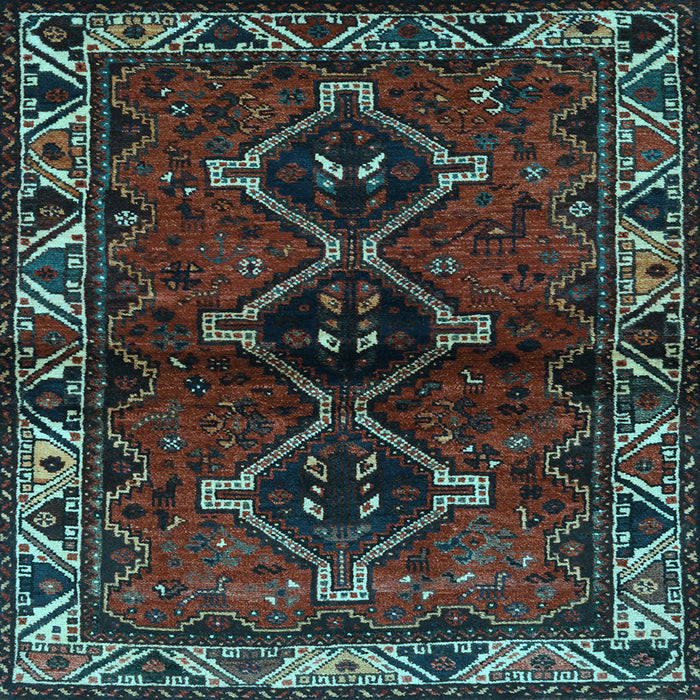 Square Machine Washable Persian Light Blue Traditional Rug, wshtr3057lblu