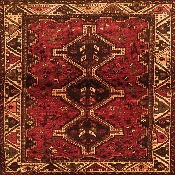 Round Machine Washable Persian Orange Traditional Area Rugs, wshtr3057org