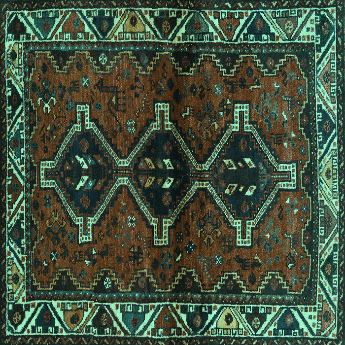 Square Machine Washable Persian Turquoise Traditional Area Rugs, wshtr3057turq