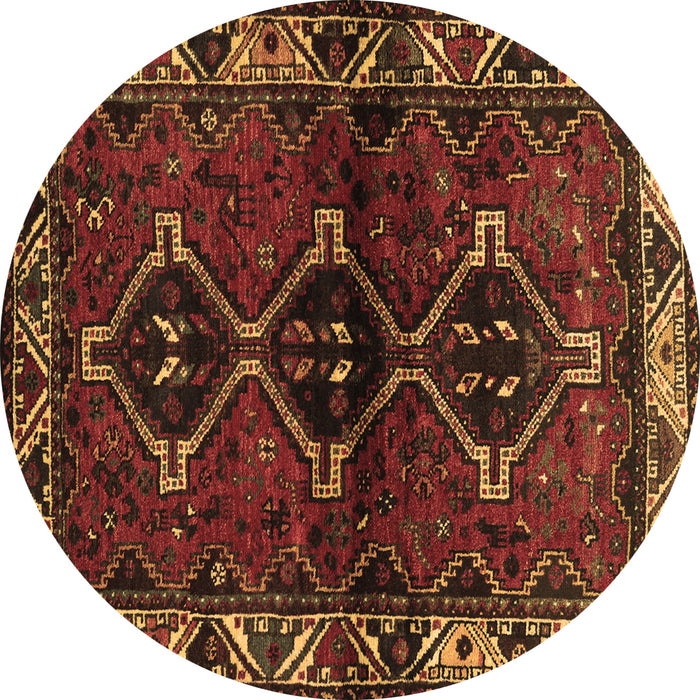Round Machine Washable Persian Brown Traditional Rug, wshtr3057brn