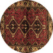 Round Machine Washable Persian Brown Traditional Rug, wshtr3057brn