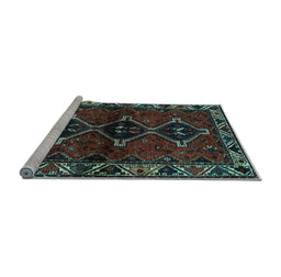 Sideview of Machine Washable Persian Light Blue Traditional Rug, wshtr3057lblu