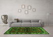 Machine Washable Persian Green Traditional Area Rugs in a Living Room,, wshtr3057grn