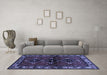 Machine Washable Persian Blue Traditional Rug in a Living Room, wshtr3057blu