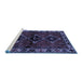 Sideview of Machine Washable Persian Blue Traditional Rug, wshtr3057blu