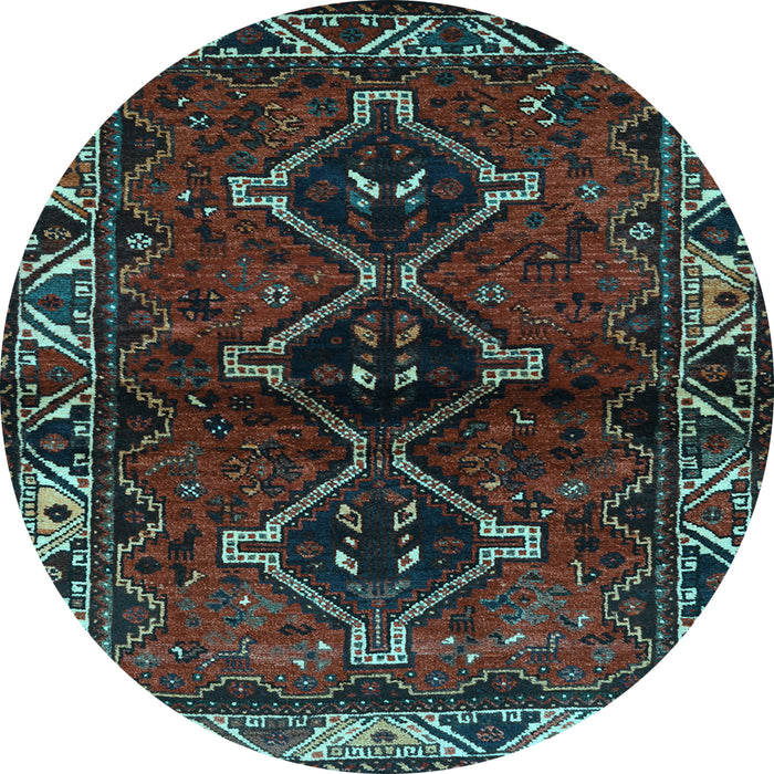 Round Machine Washable Persian Light Blue Traditional Rug, wshtr3057lblu