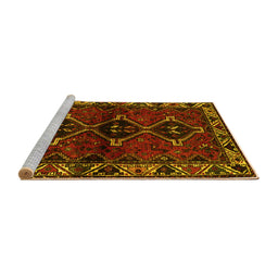 Sideview of Machine Washable Persian Yellow Traditional Rug, wshtr3057yw