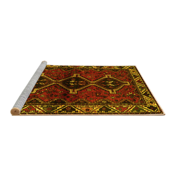 Sideview of Machine Washable Persian Yellow Traditional Rug, wshtr3057yw
