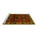 Sideview of Machine Washable Persian Yellow Traditional Rug, wshtr3057yw