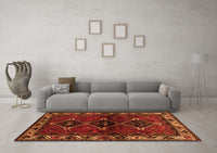 Machine Washable Persian Orange Traditional Rug, wshtr3057org