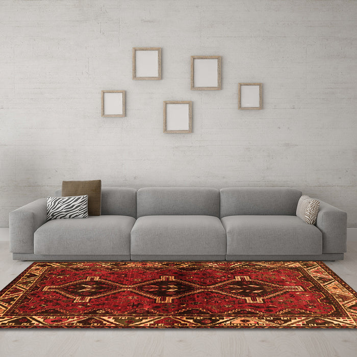 Machine Washable Persian Orange Traditional Area Rugs in a Living Room, wshtr3057org