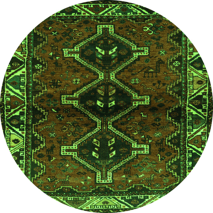 Square Persian Green Traditional Rug, tr3057grn