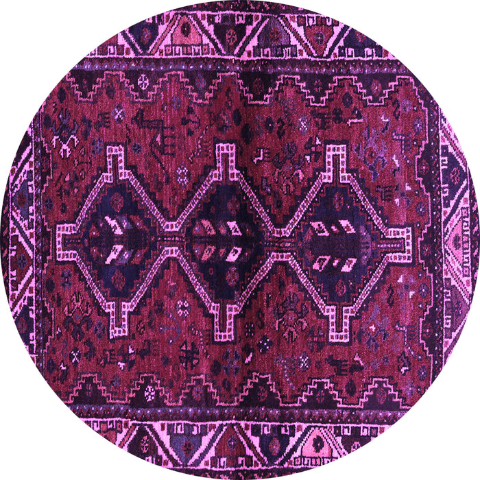 Round Machine Washable Persian Purple Traditional Area Rugs, wshtr3057pur