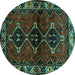 Round Persian Turquoise Traditional Rug, tr3057turq