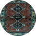 Round Persian Light Blue Traditional Rug, tr3057lblu