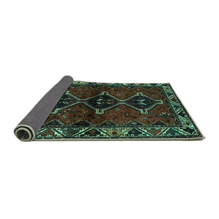 Sideview of Persian Turquoise Traditional Rug, tr3057turq
