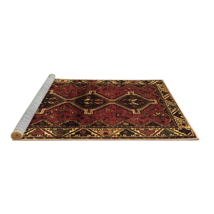 Sideview of Machine Washable Persian Brown Traditional Rug, wshtr3057brn