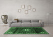 Machine Washable Persian Emerald Green Traditional Area Rugs in a Living Room,, wshtr3058emgrn