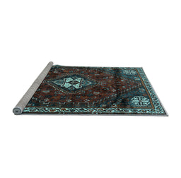 Sideview of Machine Washable Persian Light Blue Traditional Rug, wshtr3058lblu