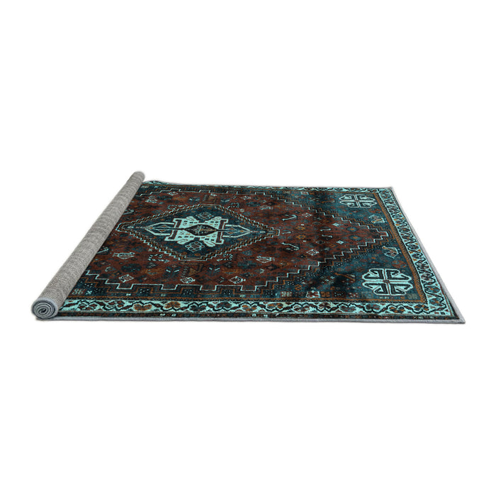 Sideview of Machine Washable Persian Light Blue Traditional Rug, wshtr3058lblu