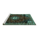 Sideview of Machine Washable Persian Turquoise Traditional Area Rugs, wshtr3058turq