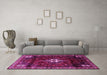 Machine Washable Persian Pink Traditional Rug in a Living Room, wshtr3058pnk