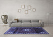 Machine Washable Persian Blue Traditional Rug in a Living Room, wshtr3058blu