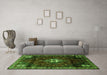 Machine Washable Persian Green Traditional Area Rugs in a Living Room,, wshtr3058grn