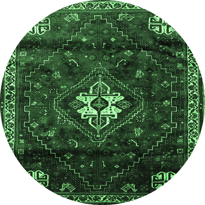 Round Persian Emerald Green Traditional Rug, tr3058emgrn