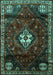 Machine Washable Persian Turquoise Traditional Area Rugs, wshtr3058turq