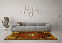 Machine Washable Persian Yellow Traditional Rug, wshtr3058yw