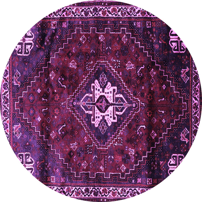 Round Machine Washable Persian Purple Traditional Area Rugs, wshtr3058pur