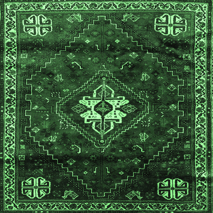 Square Persian Emerald Green Traditional Rug, tr3058emgrn