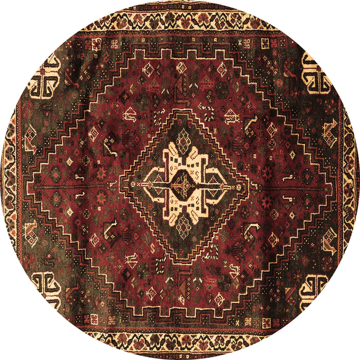 Round Machine Washable Persian Brown Traditional Rug, wshtr3058brn