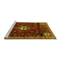 Sideview of Machine Washable Persian Yellow Traditional Rug, wshtr3058yw