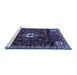 Sideview of Machine Washable Persian Blue Traditional Rug, wshtr3058blu