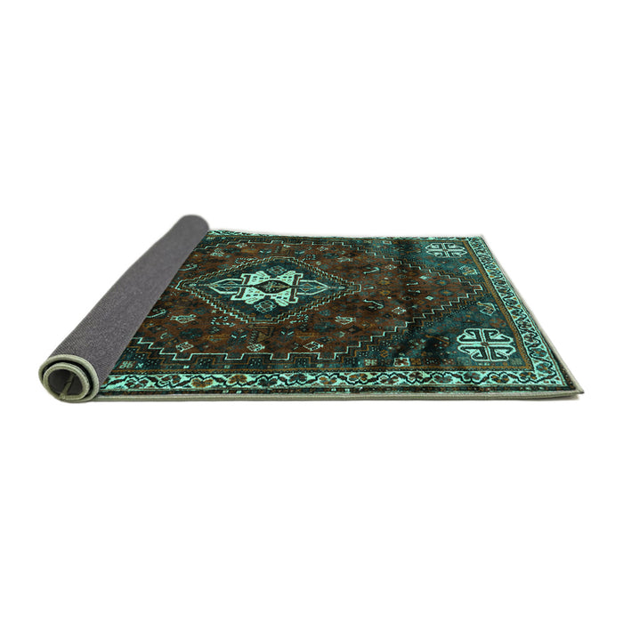 Sideview of Persian Turquoise Traditional Rug, tr3058turq