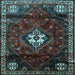 Square Machine Washable Persian Light Blue Traditional Rug, wshtr3058lblu