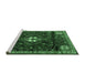 Sideview of Machine Washable Persian Emerald Green Traditional Area Rugs, wshtr3058emgrn