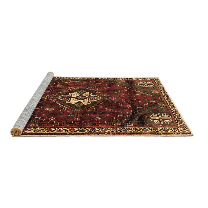 Sideview of Machine Washable Persian Brown Traditional Rug, wshtr3058brn