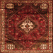 Round Machine Washable Persian Orange Traditional Area Rugs, wshtr3058org