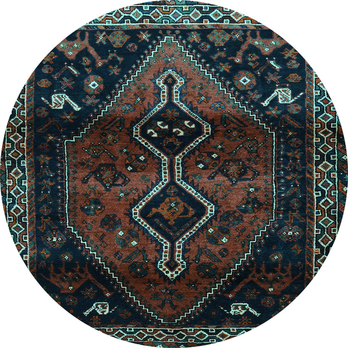 Round Machine Washable Persian Light Blue Traditional Rug, wshtr3059lblu