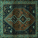 Square Machine Washable Persian Turquoise Traditional Area Rugs, wshtr3059turq