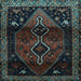 Square Machine Washable Persian Light Blue Traditional Rug, wshtr3059lblu