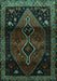 Machine Washable Persian Turquoise Traditional Area Rugs, wshtr3059turq