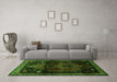 Machine Washable Persian Green Traditional Area Rugs in a Living Room,, wshtr3059grn