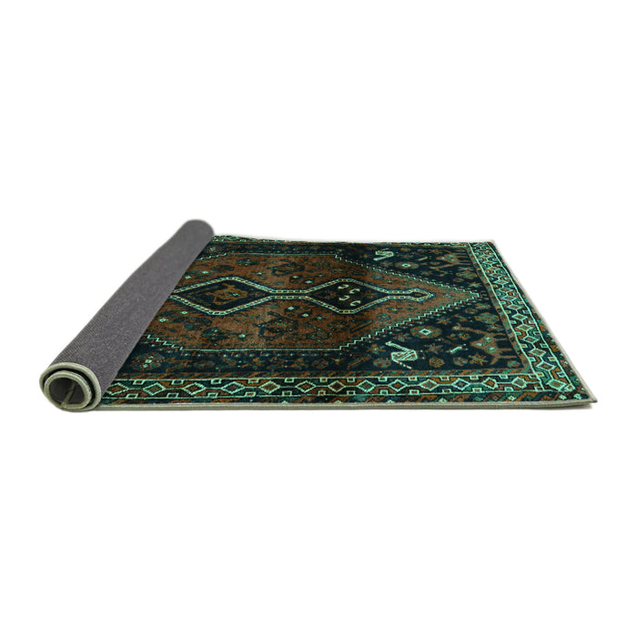 Sideview of Persian Turquoise Traditional Rug, tr3059turq
