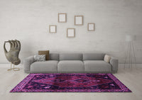 Machine Washable Persian Purple Traditional Rug, wshtr3059pur