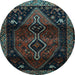 Round Persian Light Blue Traditional Rug, tr3059lblu