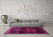 Machine Washable Persian Pink Traditional Rug in a Living Room, wshtr3059pnk